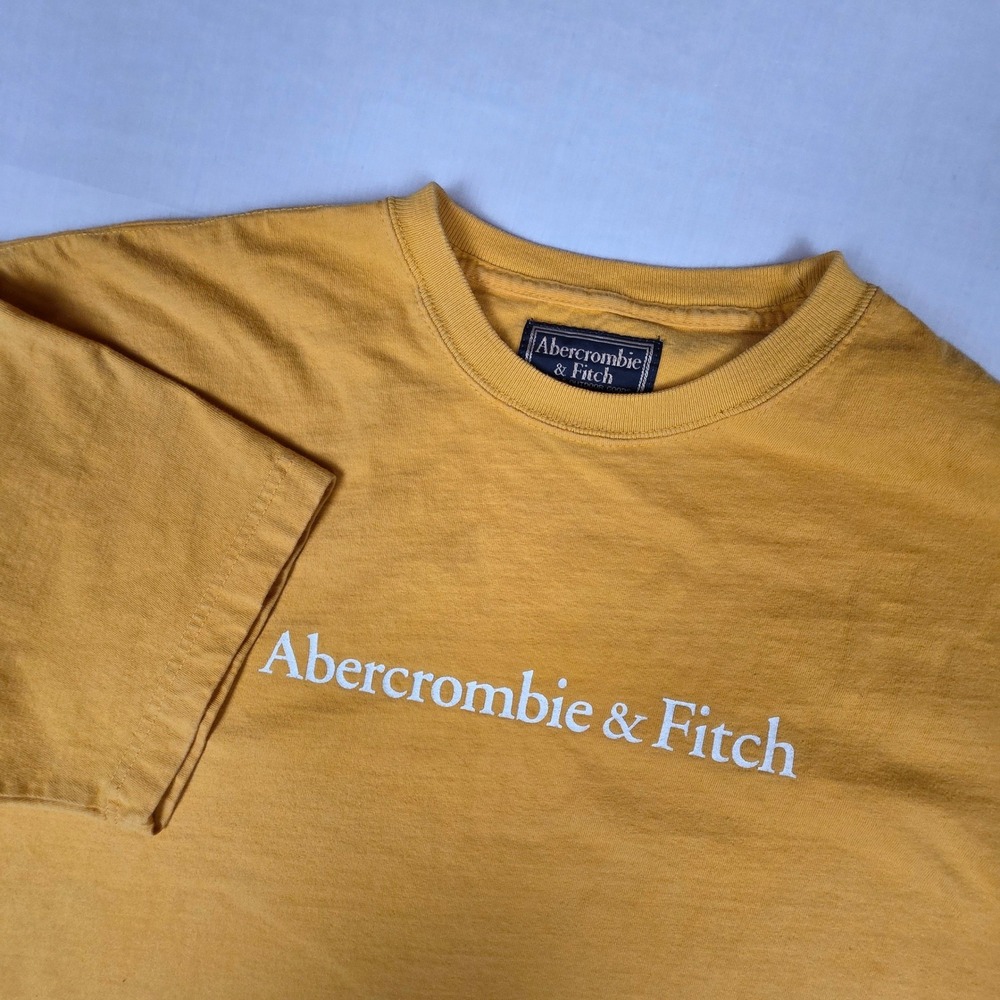 VTG Abercrombie & Fitch Logo T-Shirt Mens Large Yellow Y2K 1990s